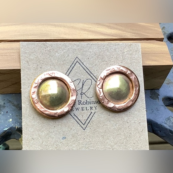 Handmade Mixed Metal Post Earrings - Picture 4 of 4